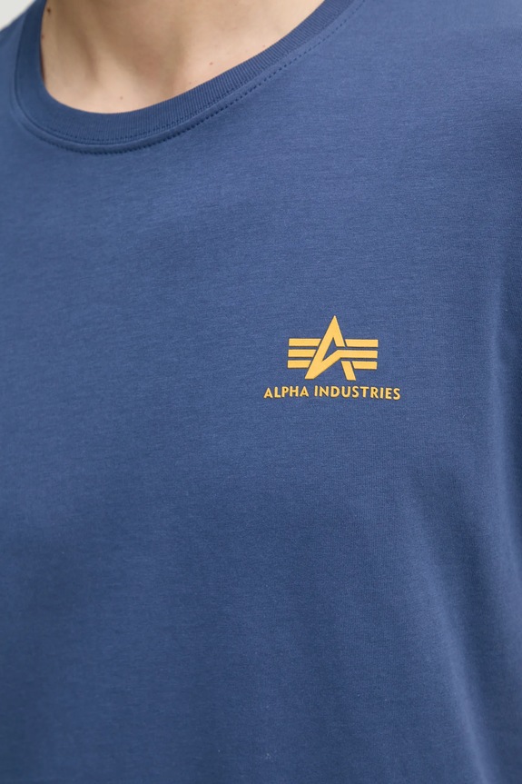 Bavlněné tričko Alpha Industries Basic T Small Logo 188505.435 modrá