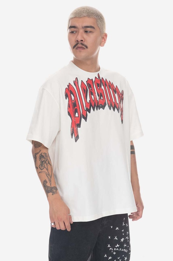PLEASURES cotton T-shirt Twitch Heavyweight white P23SP028