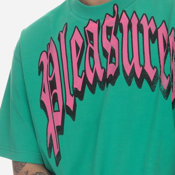 PLEASURES cotton T-shirt Twitch Heavyweight green P23SP028