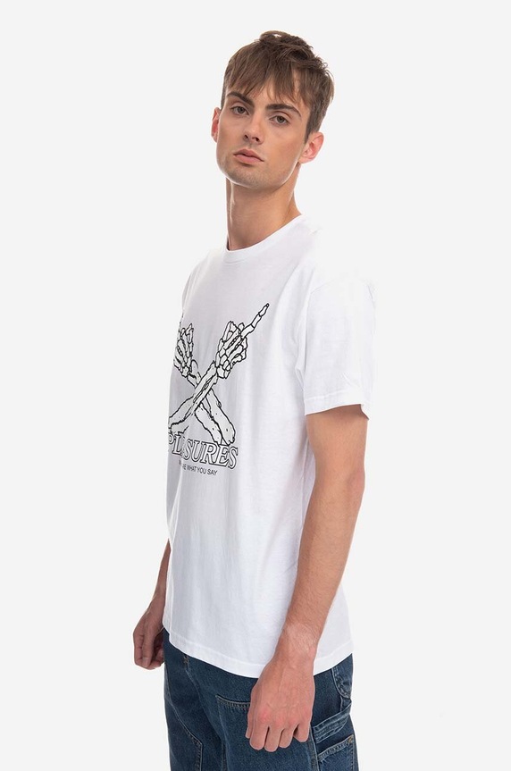 PLEASURES cotton T-shirt Dont Care T-shirt P23SP051 white