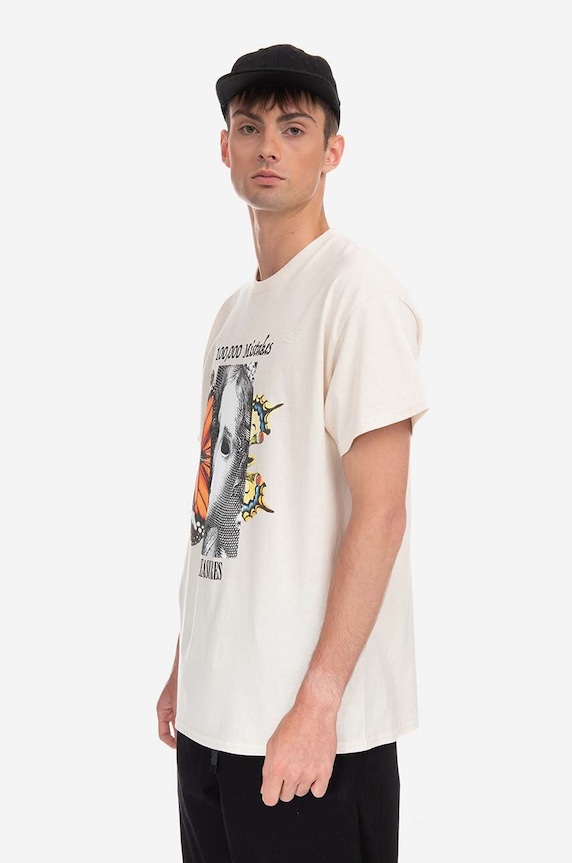 Clothing PLEASURES cotton T-shirt Mistakes T-shirt P23SP057 beige