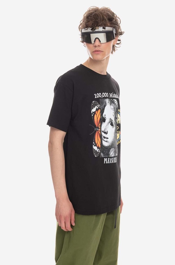 PLEASURES cotton T-shirt Mistakes T-shirt P23SP057 black AA00