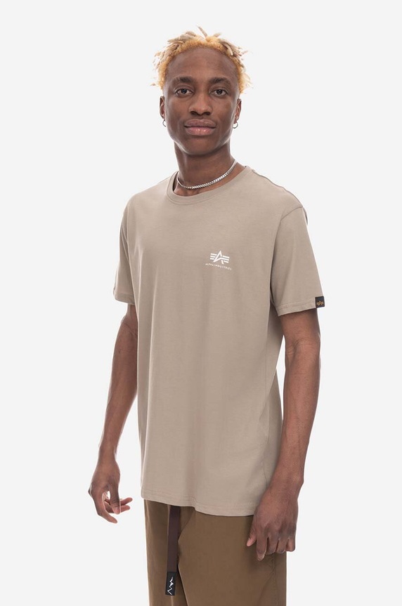 Alpha Industries t-shirt bawełniany Alpha Industries Basic T Small Logo 188505 679 188505.679 beżowy