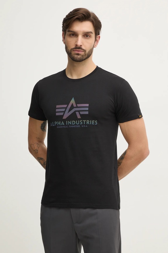 Alpha Industries t-shirt in cotone sovrastampa nero 100501RR.03