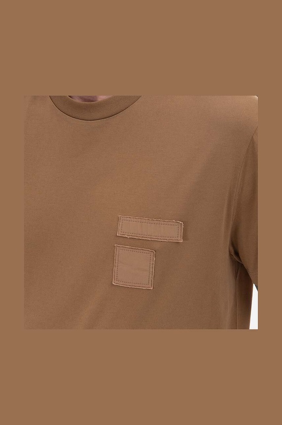 Bavlněné tričko Neil Barett Slim Memory Od Army PBJT148-U501C 1390 hnědá PBJT148.U501C