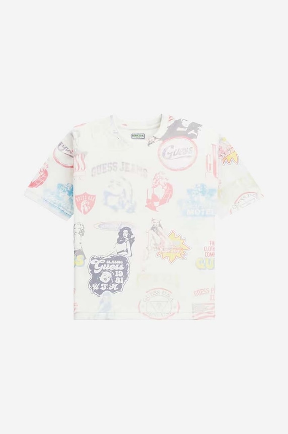 Îmbrăcăminte Guess tricou din bumbac Aop Tee M3GI06.KBB50 alb