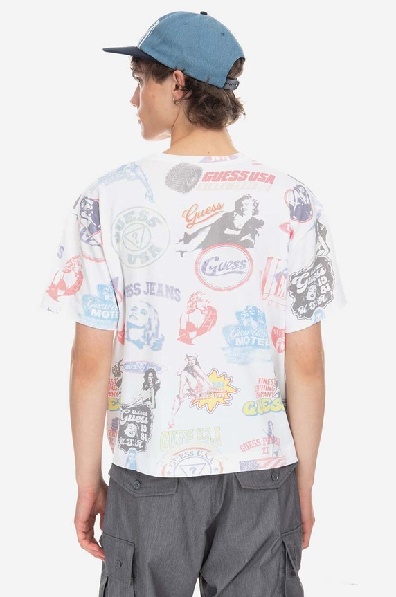 Guess tricou din bumbac Aop Tee M3GI06.KBB50 alb