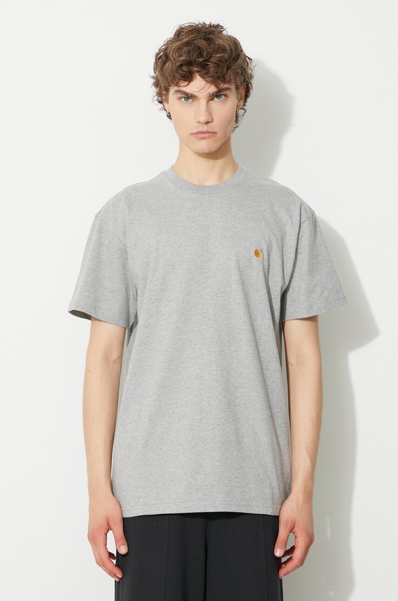 Бавовняна футболка Carhartt WIP гладкий сірий I026391.00MXX