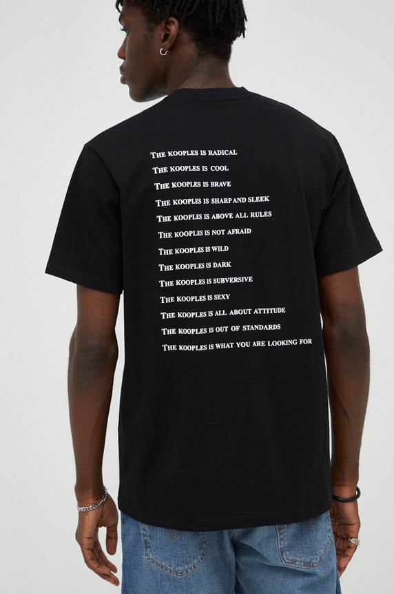The Kooples tricou din bumbac print negru HTSC18090K