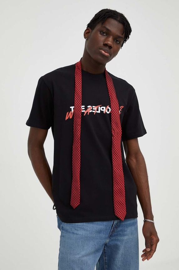 Îmbrăcăminte The Kooples tricou din bumbac HTSC18090K negru