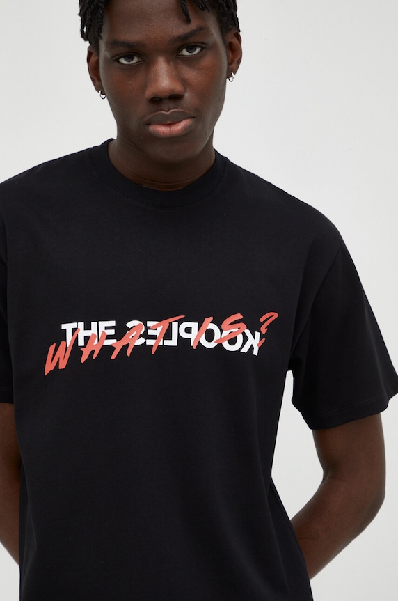 The Kooples tricou din bumbac negru HTSC18090K