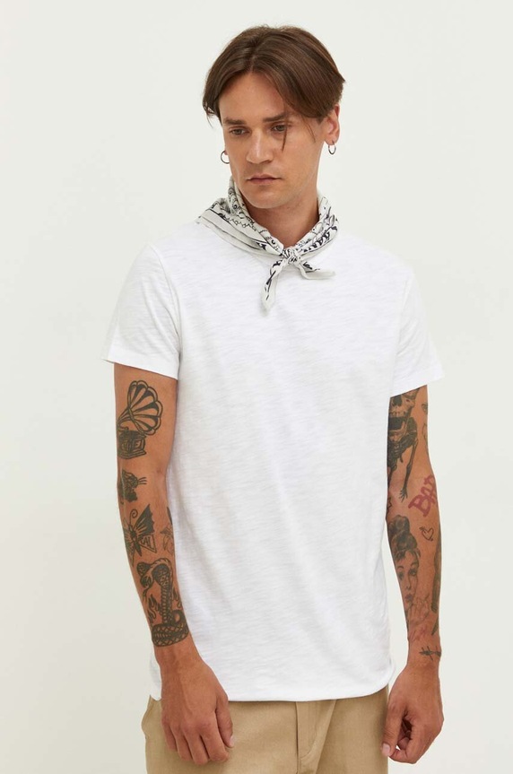 Samsoe Samsoe tricou din bumbac uni alb M00012516