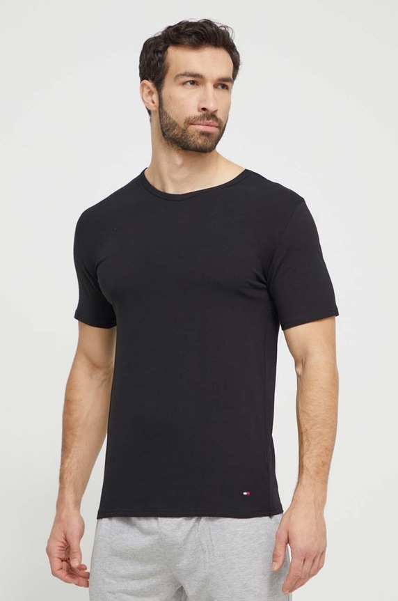 Bavlněné tričko Tommy Hilfiger 3-pack hladký černá UM0UM03137