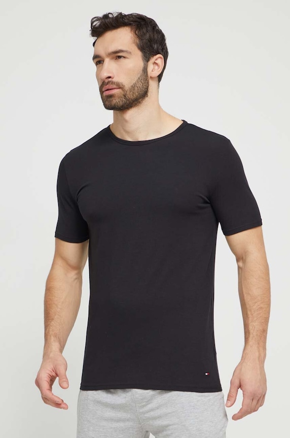 Μπλουζάκι Tommy Hilfiger 3-pack με ελαστάν μαύρο UM0UM03138