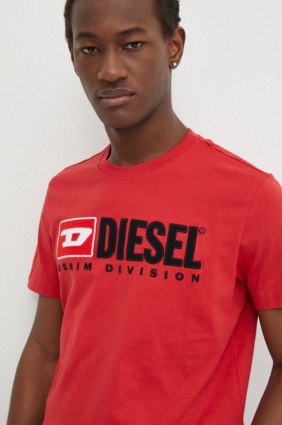 Diesel tricou din bumbac rosu A03766.0GRAI