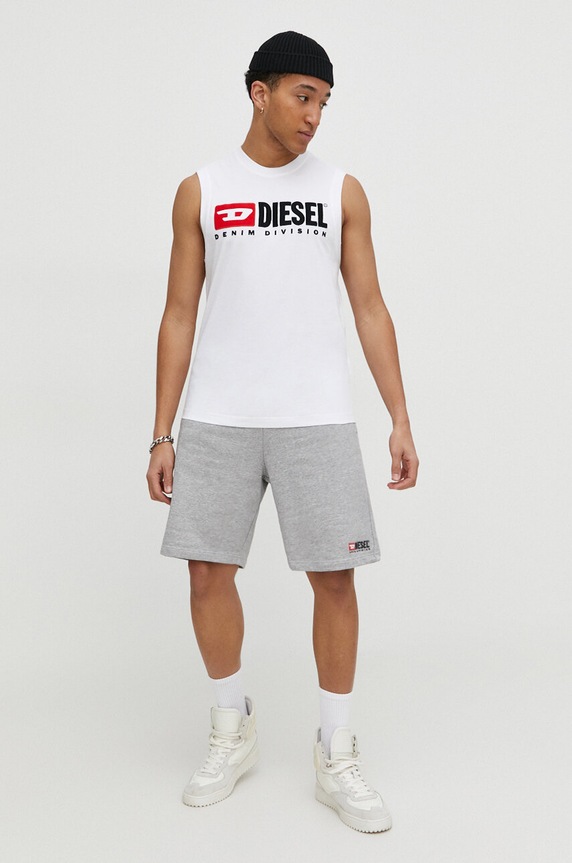 Βαμβακερό μπλουζάκι Diesel A10508.0GRAI λευκό AA00
