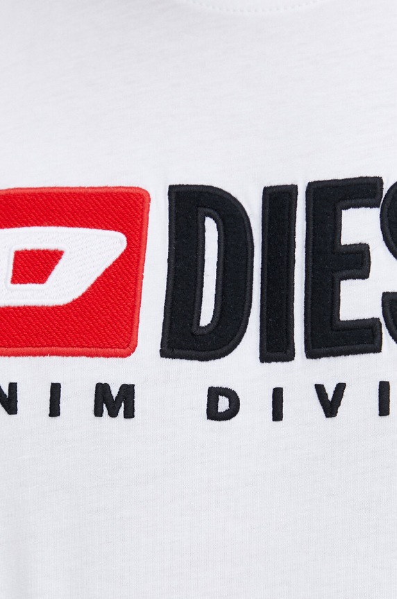 Βαμβακερό μπλουζάκι Diesel A10508.0GRAI λευκό