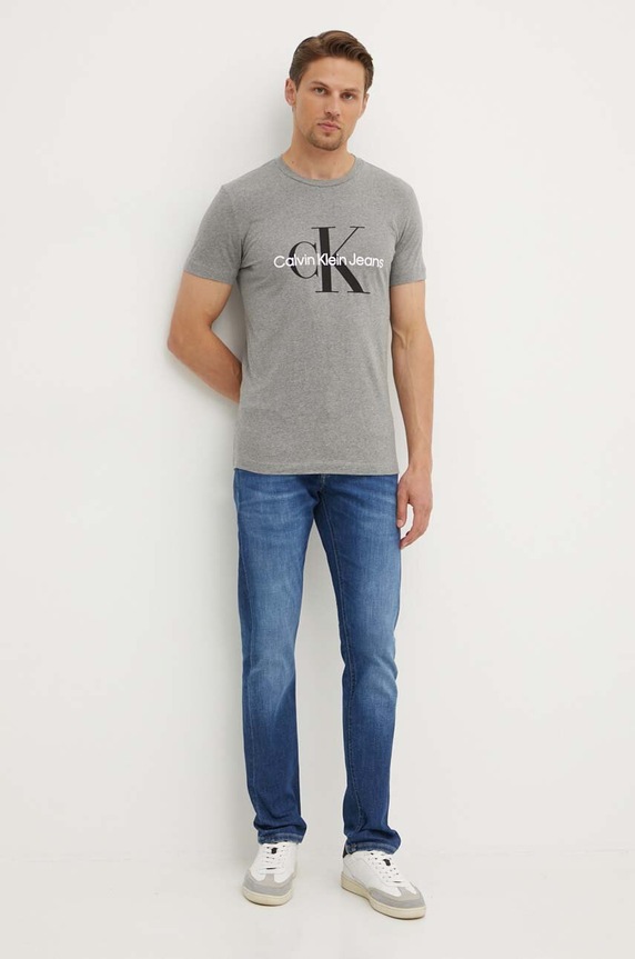 Pamučna majica Calvin Klein Jeans J30J320935 siva AA00