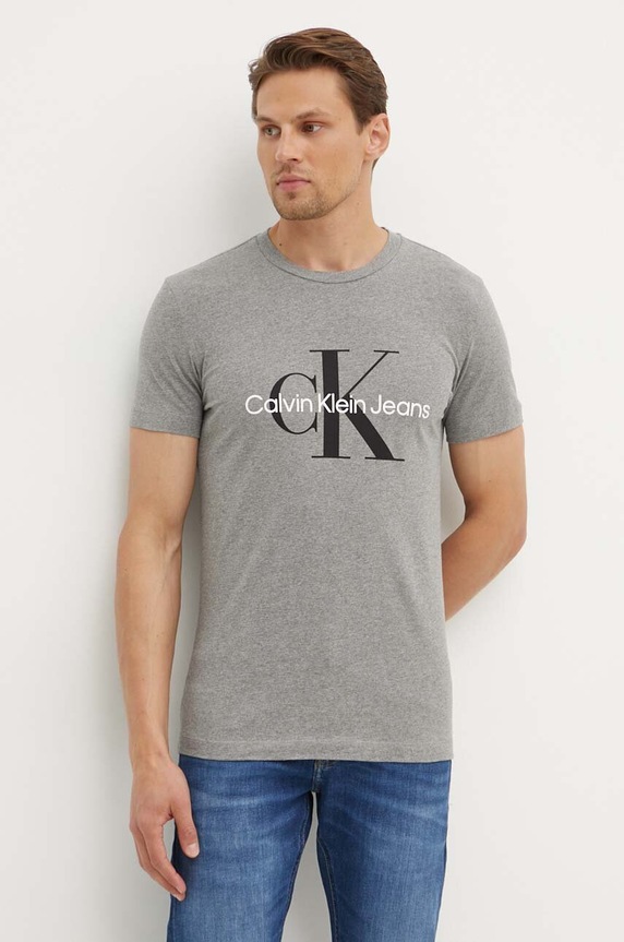 Pamučna majica Calvin Klein Jeans siva J30J320935