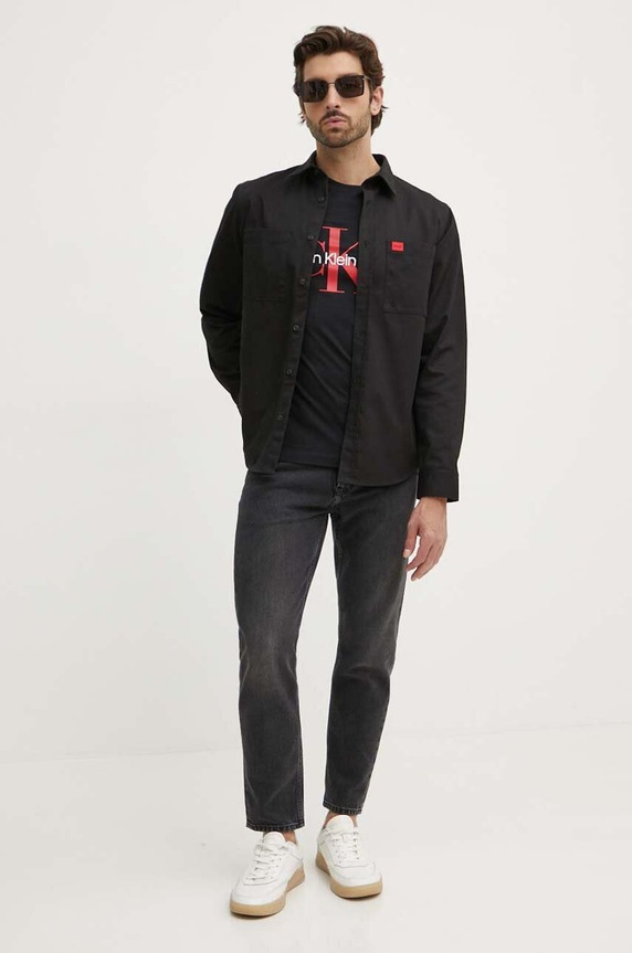 Βαμβακερό μπλουζάκι Calvin Klein Jeans J30J320935 μαύρο AA00