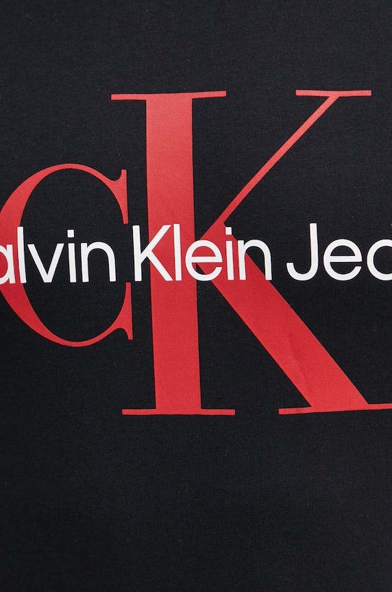 Βαμβακερό μπλουζάκι Calvin Klein Jeans J30J320935 μαύρο