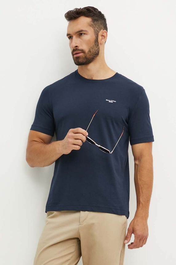 Marc O'Polo t-shirt bawełniany DENIM bawełna granatowy 5000006274