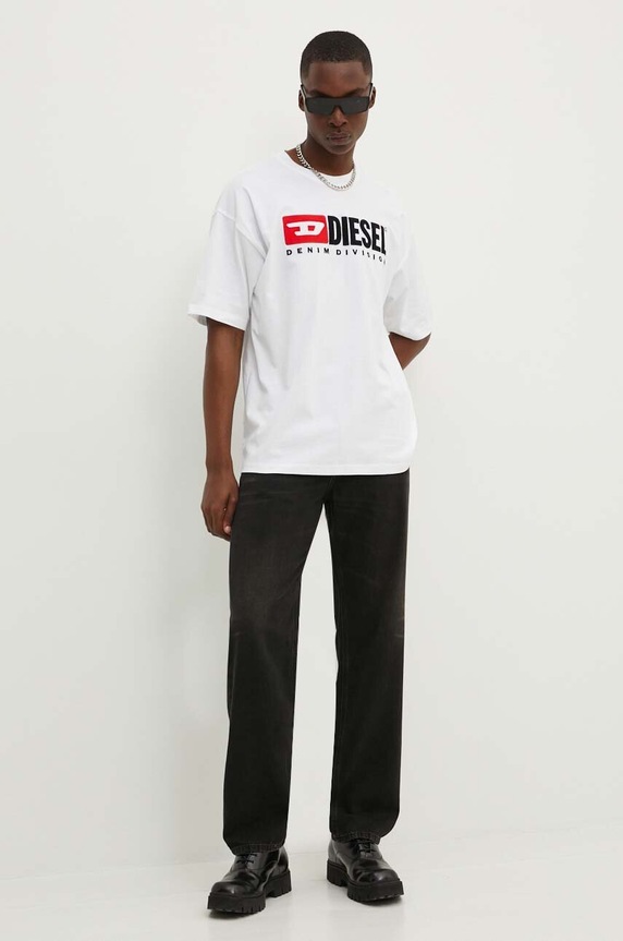 Diesel tricou din bumbac T-BOXT-DIV A14943.0GRAI alb AA00