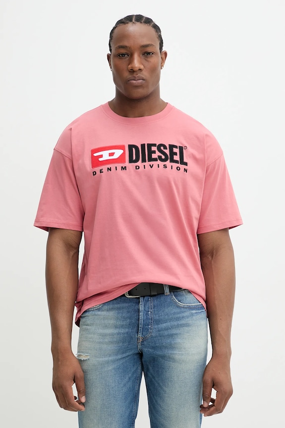 Pamučna majica Diesel T-BOXT-DIV natpis narančasta A14943.0GRAI