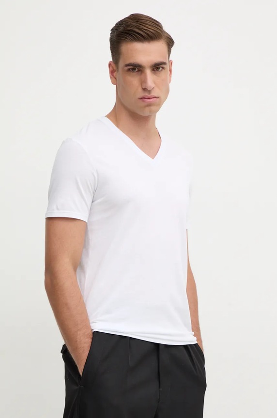 Памучна тениска Armani Exchange вталена бял 8NZT75.ZJA5Z.NOS