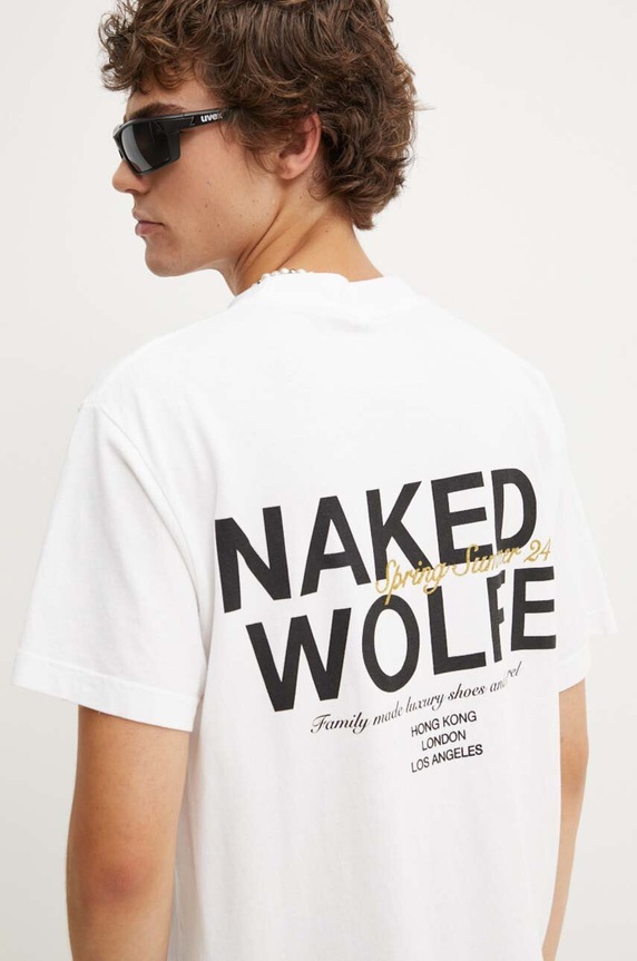 Naked Wolfe tricou din bumbac print alb classic.tee