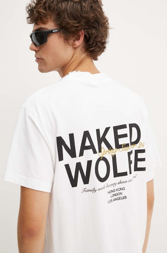 Naked Wolfe tricou din bumbac print alb classic.tee