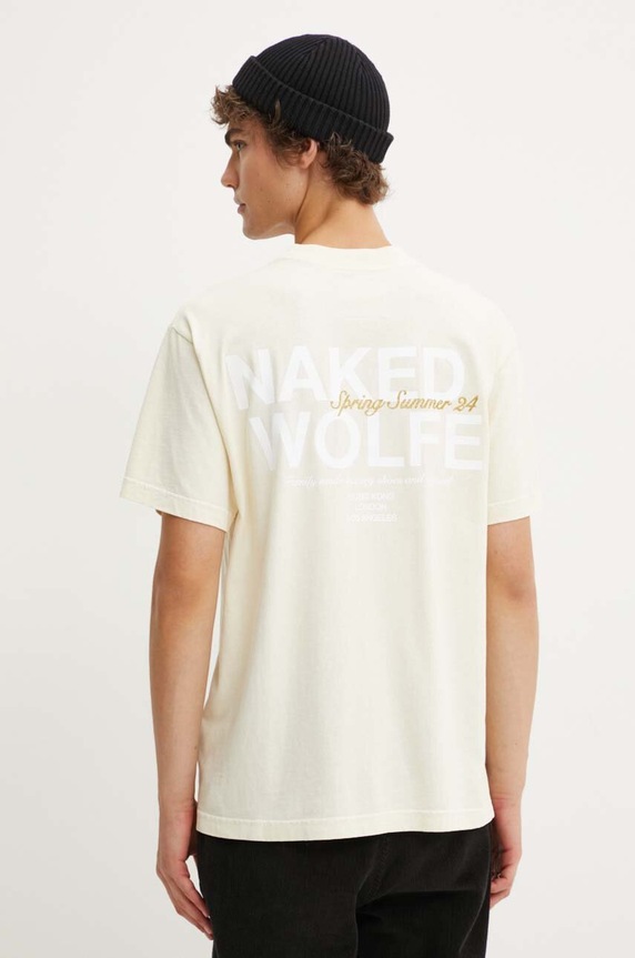 Pamučna majica Naked Wolfe pamuk bež classic.tee