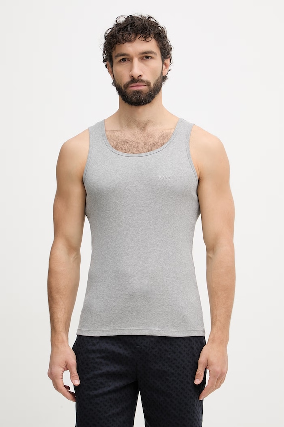 BOSS топ для мужчин из хлопка TankTop3P RibClassic 3 шт. 50542132 серый AA00