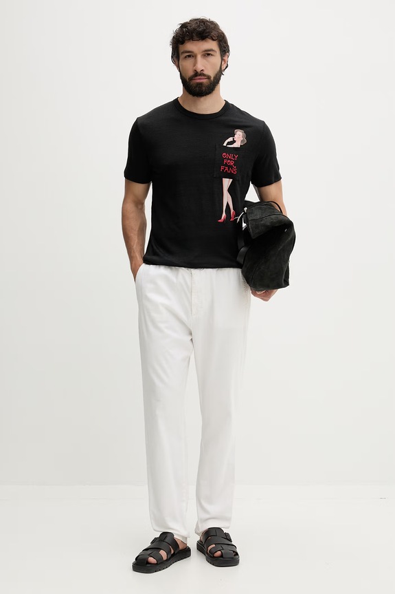 MC2 Saint Barth T-shirt męski lniany ECS0001 czarny AA00