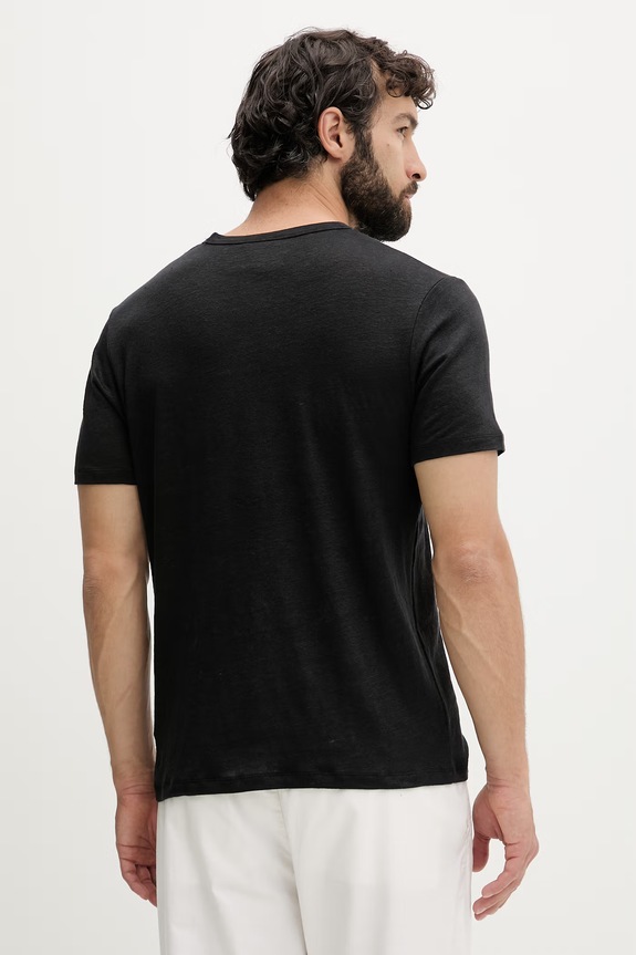 Odzież MC2 Saint Barth T-shirt męski lniany ECS0001 czarny