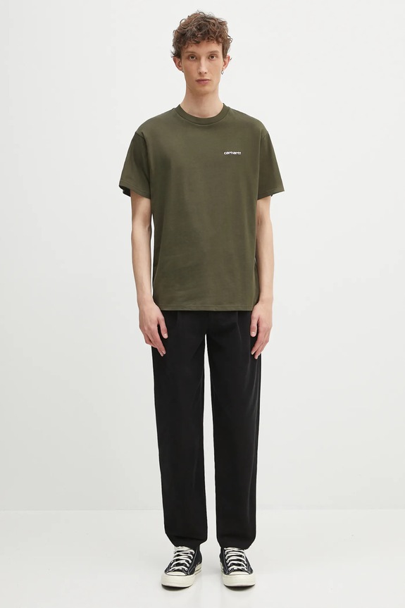 Бавовняна футболка Carhartt WIP S/S Script Embroidery T-Shirt I030435.2QHXX зелений