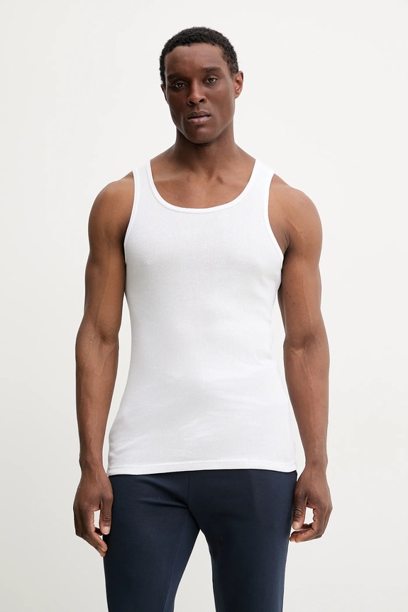 Resteröds t-shirt bawełniany ORIGINAL ribtank GOTS 2-pack bawełna biały 7027.1