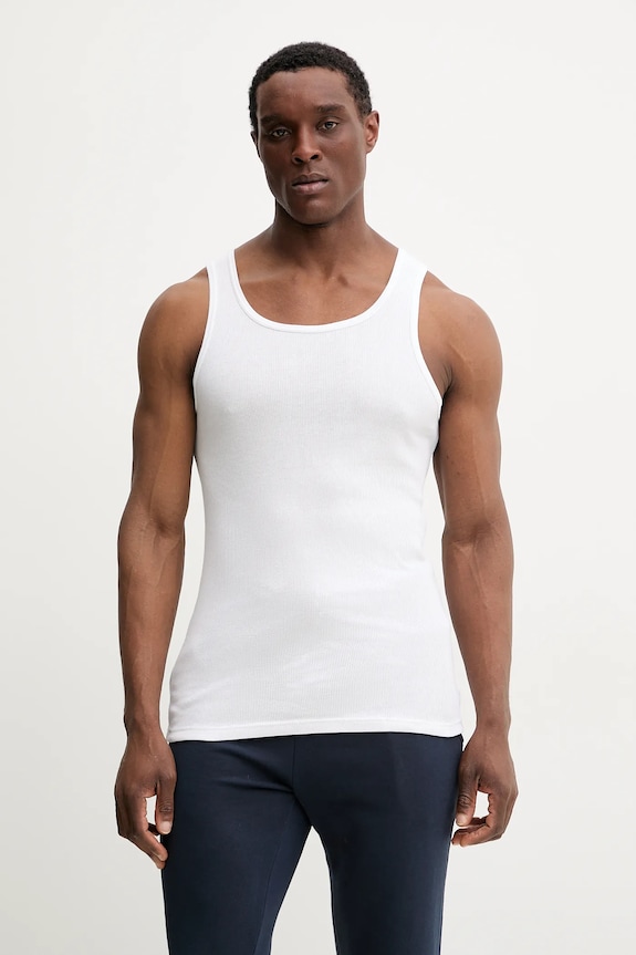 Resteröds t-shirt bawełniany ORIGINAL ribtank GOTS 2-pack bawełna biały 7027.1