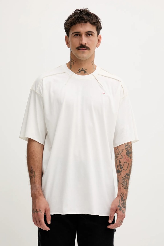 Βαμβακερό μπλουζάκι Diesel T-CRAHOR-BOXT-T1 βαμβάκι λευκό A19463.0NIAX