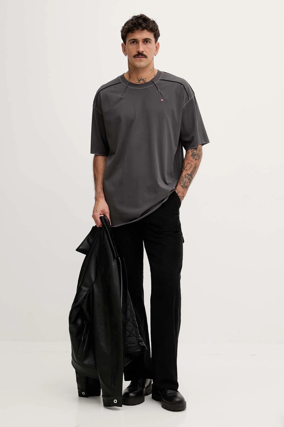 Βαμβακερό μπλουζάκι Diesel T-CRAHOR-BOXT-T1 A19463.0NIAX γκρί AA00