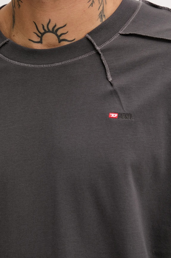 Βαμβακερό μπλουζάκι Diesel T-CRAHOR-BOXT-T1 γκρί A19463.0NIAX