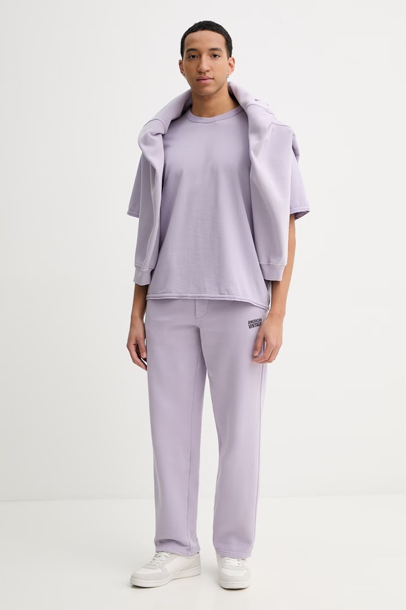 Bombažna kratka majica American Vintage MFAZ02C vijolična AA00