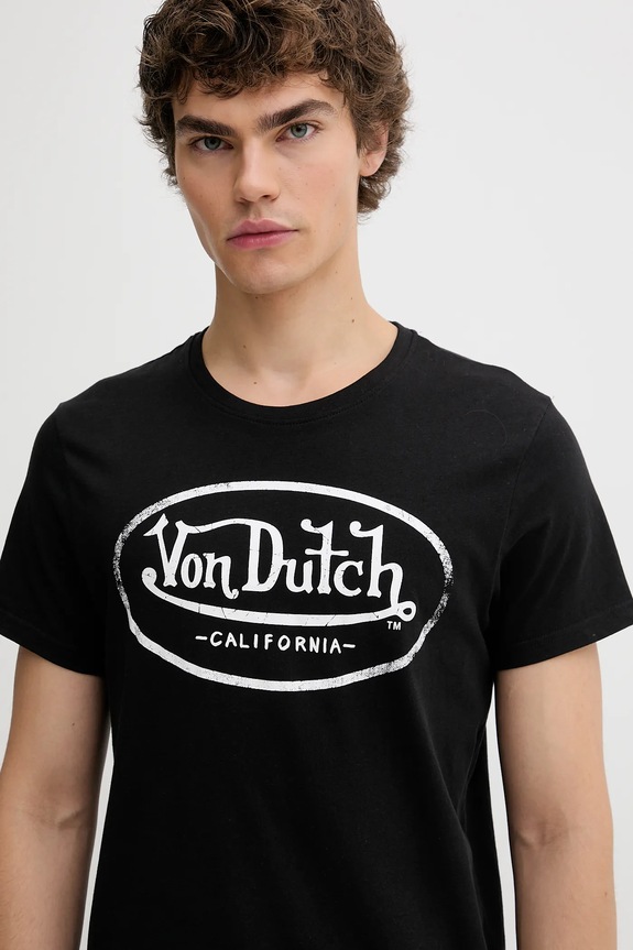 Βαμβακερό μπλουζάκι Von Dutch μαύρο VD.1.TRC.AARON