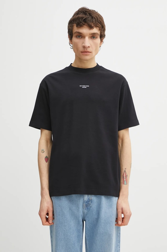 Хлопковая футболка Drôle de Monsieur Le T-Shirt Slogan Classique хлопок чёрный PERM.TS202.CO002