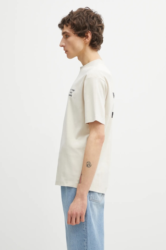 Βαμβακερό μπλουζάκι Drôle de Monsieur Le T-Shirt Slogan PERM.TS203.CO002 μπεζ AA00