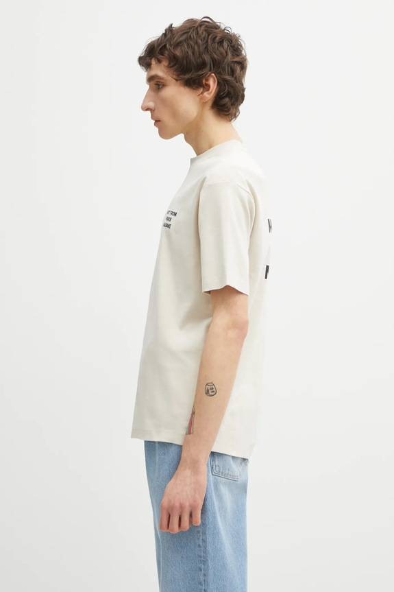 Drôle de Monsieur t-shirt in cotone Le T-Shirt Slogan PERM.TS203.CO002 beige AA00