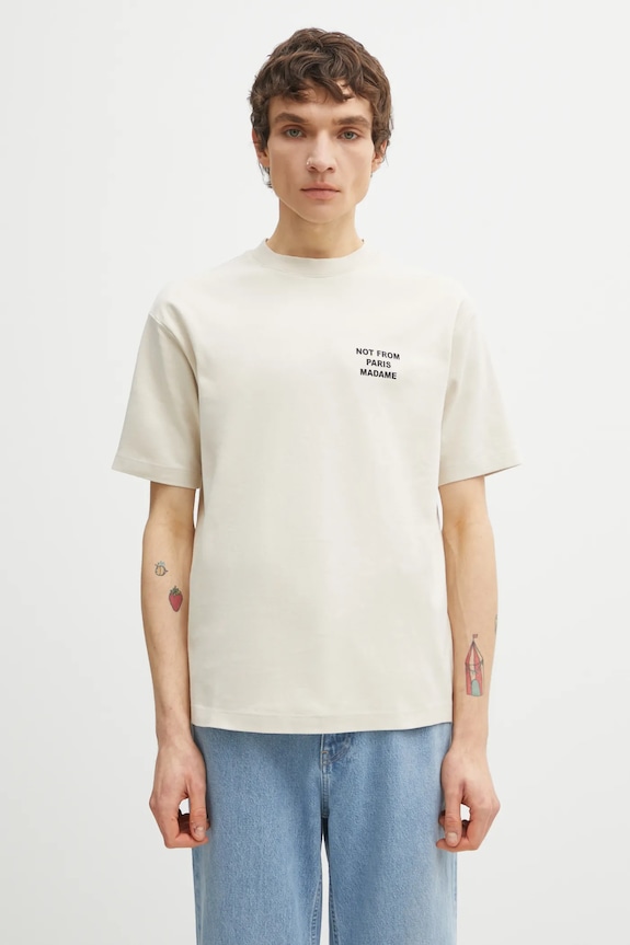 Одяг Бавовняна футболка Drôle de Monsieur Le T-Shirt Slogan PERM.TS203.CO002 бежевий