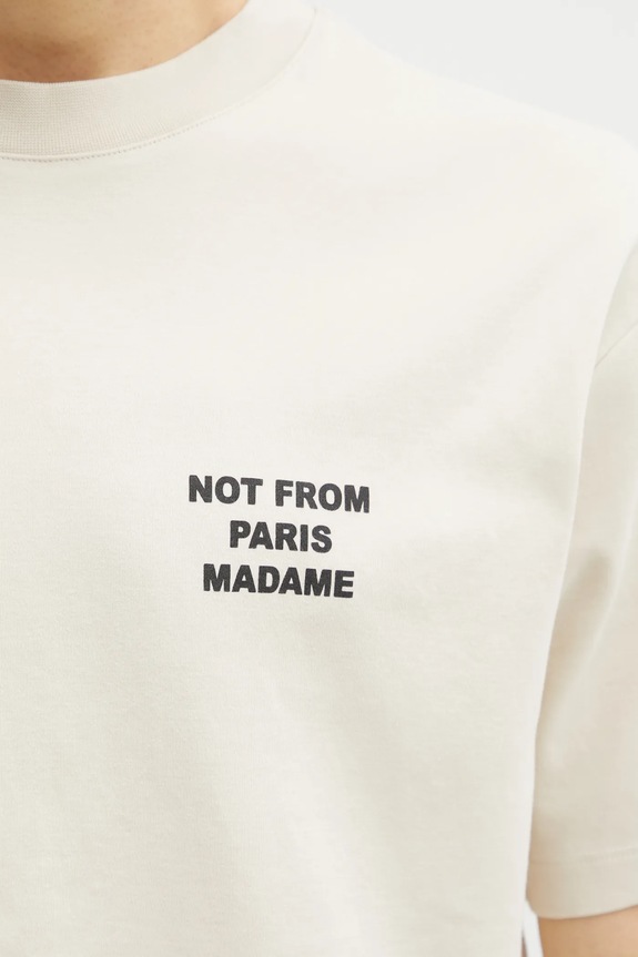 Βαμβακερό μπλουζάκι Drôle de Monsieur Le T-Shirt Slogan μπεζ PERM.TS203.CO002