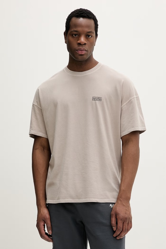 American Vintage tricou uni bej MPYM02A