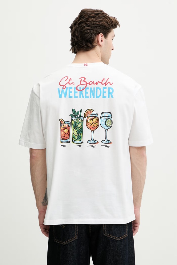 MC2 Saint Barth T-shirt męski bawełniany biały DLR0001